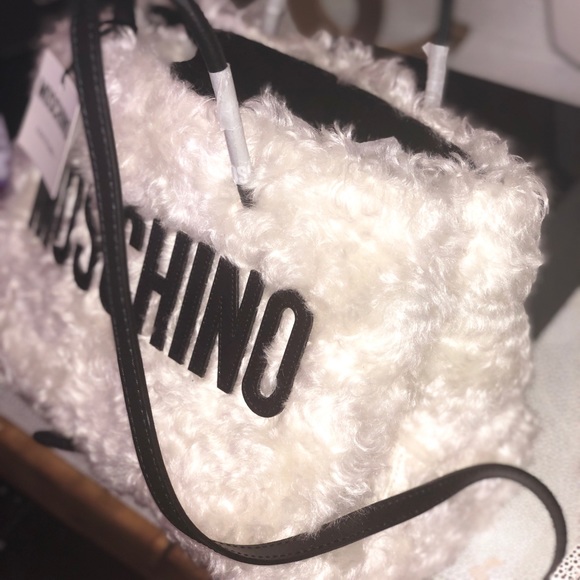 MOSCHINO WHITE MOHAIR SIGNATURE TOTE - Picture 4 of 7